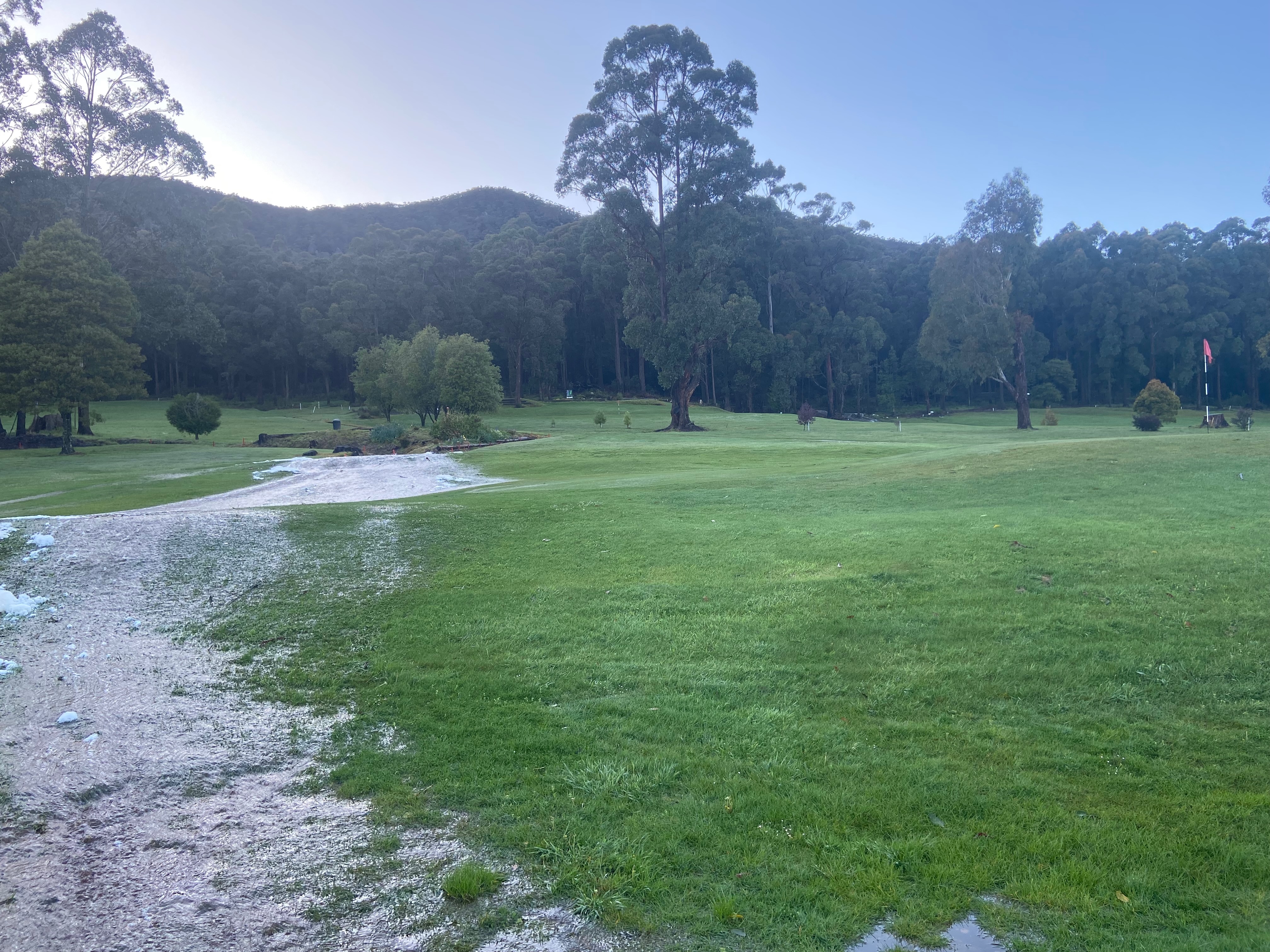 Water across the 7th in front of the green